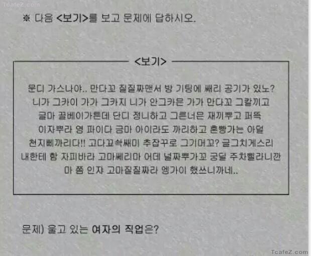 문제)울고 있는 여자의 직업은? | 인스티즈